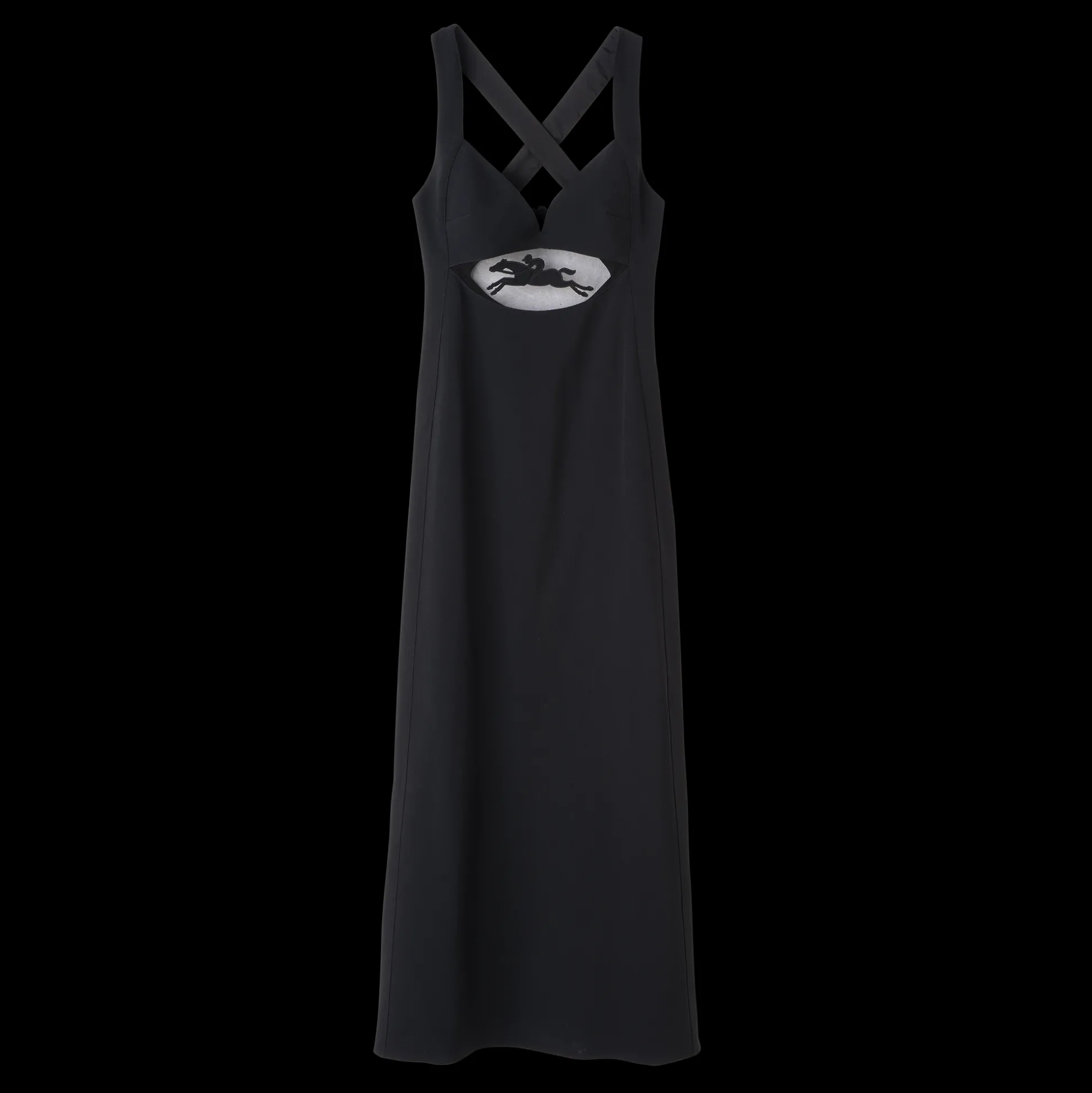 Langes Kleid Mit Gürtel-Patch