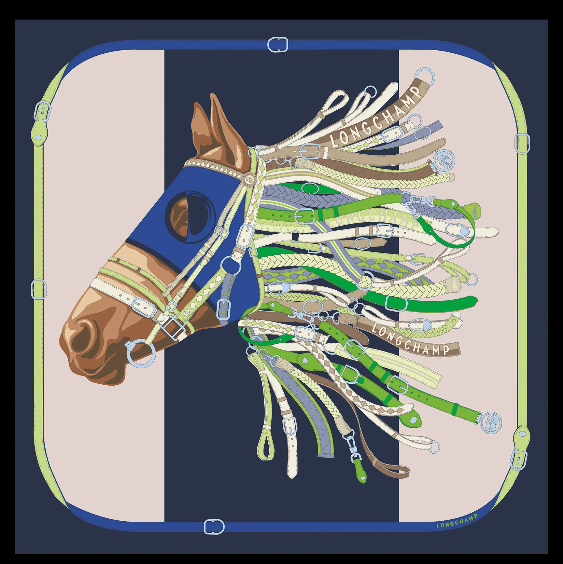Seidenschal 90 Tête De Cheval